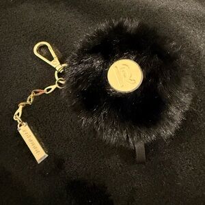Rebecca Minkoff Black and Gold Keychain Pom Pom